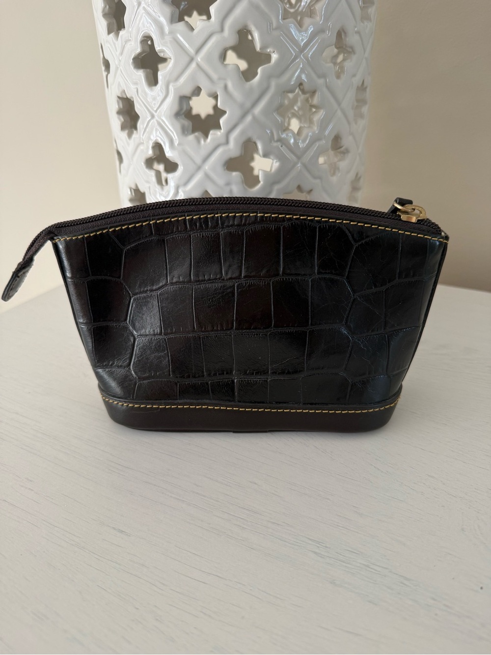 Dooney & Bourke Croc Embossed Leather Pouch Bag - Picture 4 of 11